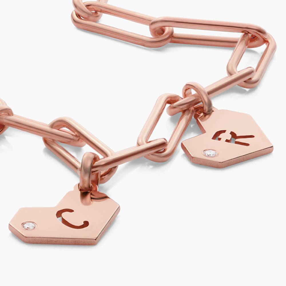 Ivy Mini Heart Initials Necklace with Diamond- Rose Gold Vermeil-1 product photo