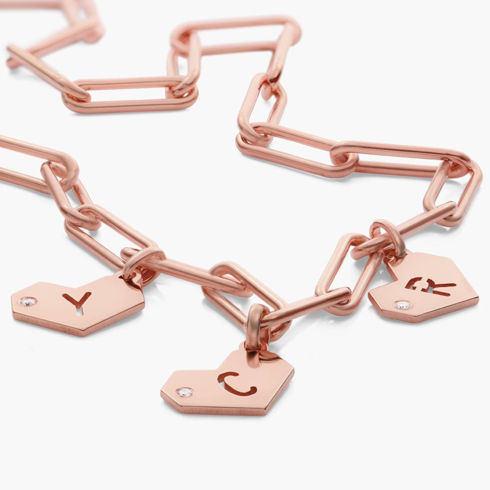 Ivy Mini Heart Initials Necklace with Diamond- Rose Gold Vermeil-3 product photo