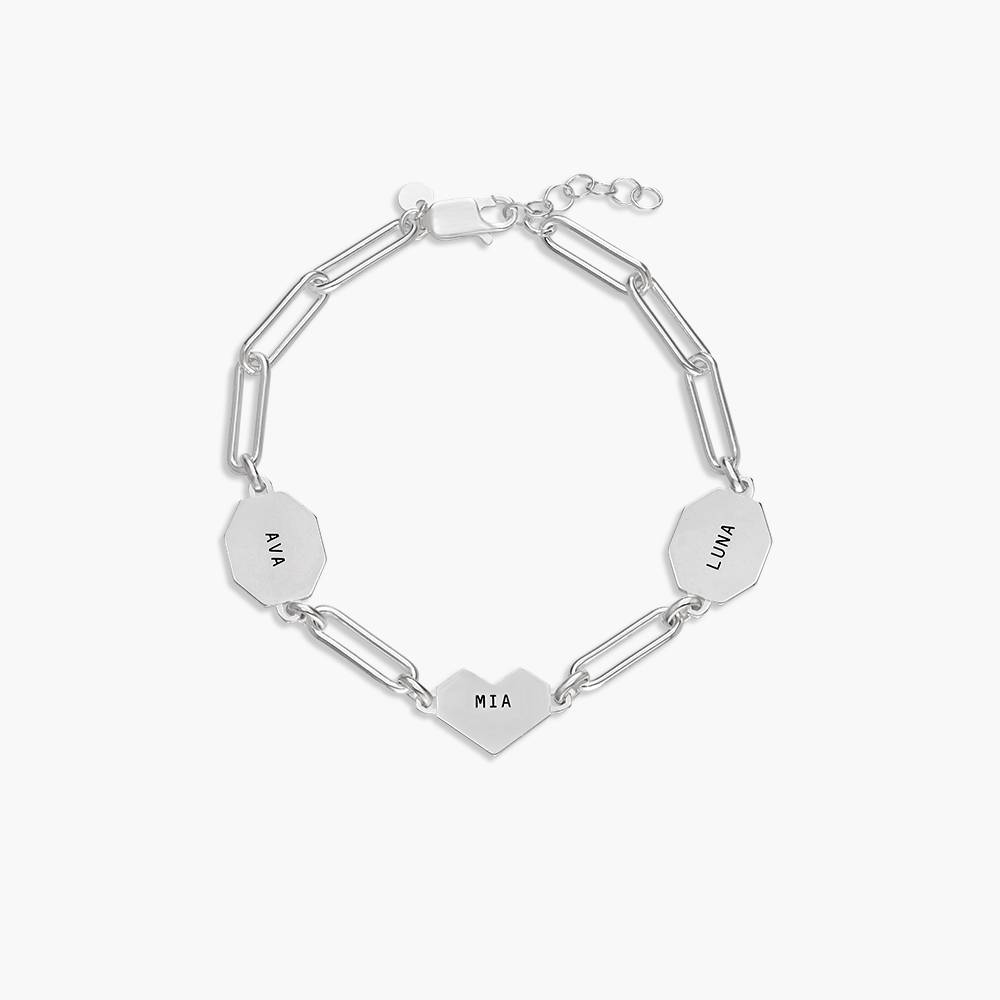 Ivy Mixed Shapes Engraved Bracelet- Silver-1 product photo
