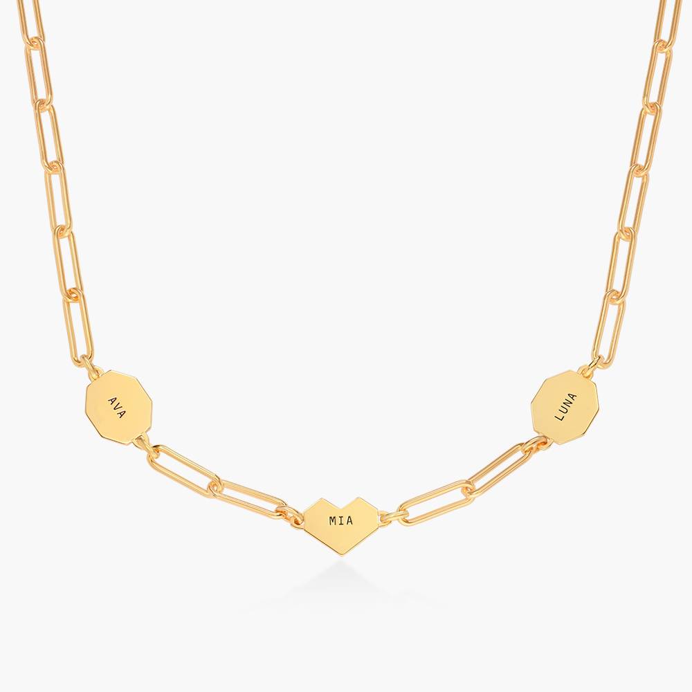 Ivy Mixed Shapes Engraved Necklace- Gold Vermeil-1 product photo