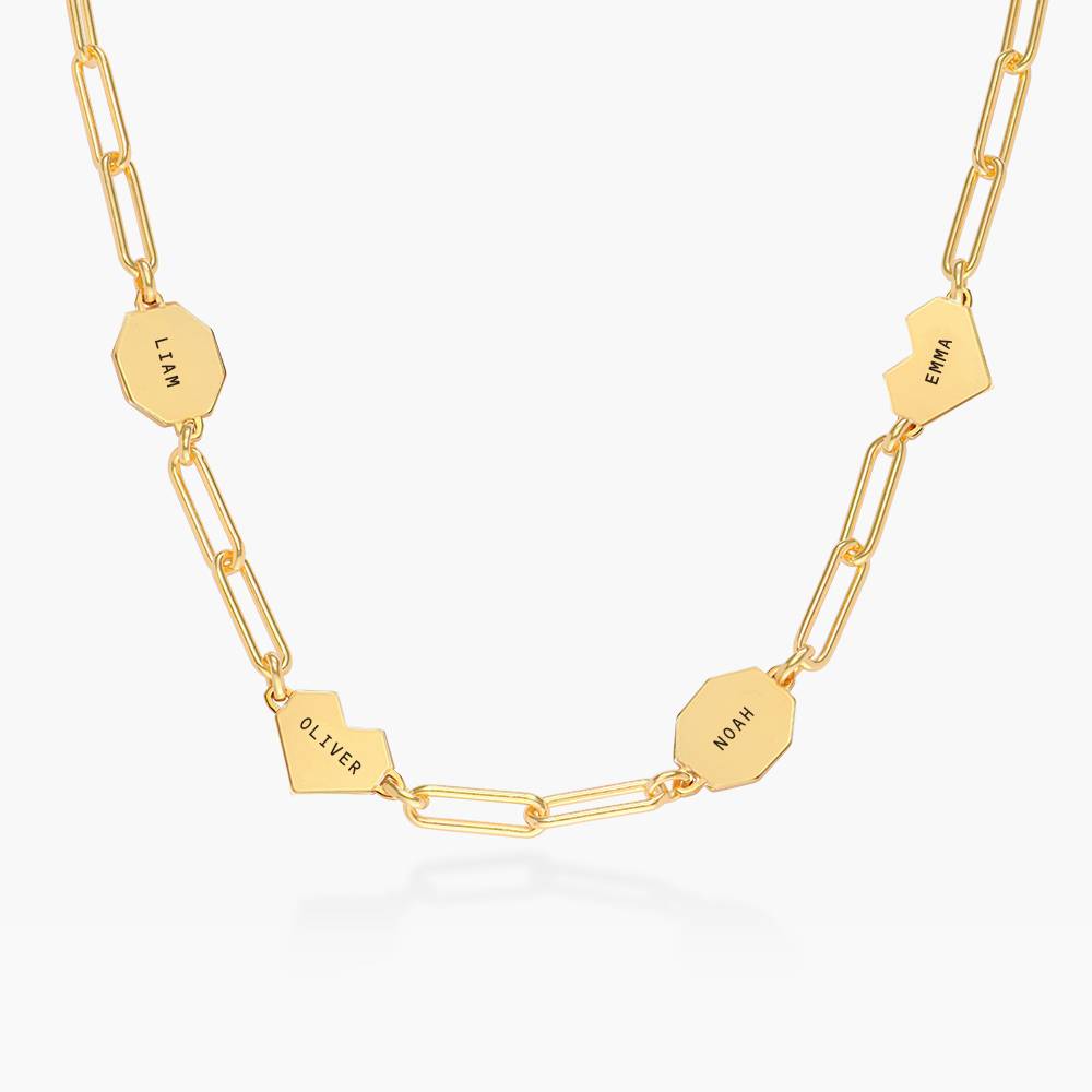 Ivy Mixed Shapes Engraved Necklace- Gold Vermeil-5 product photo