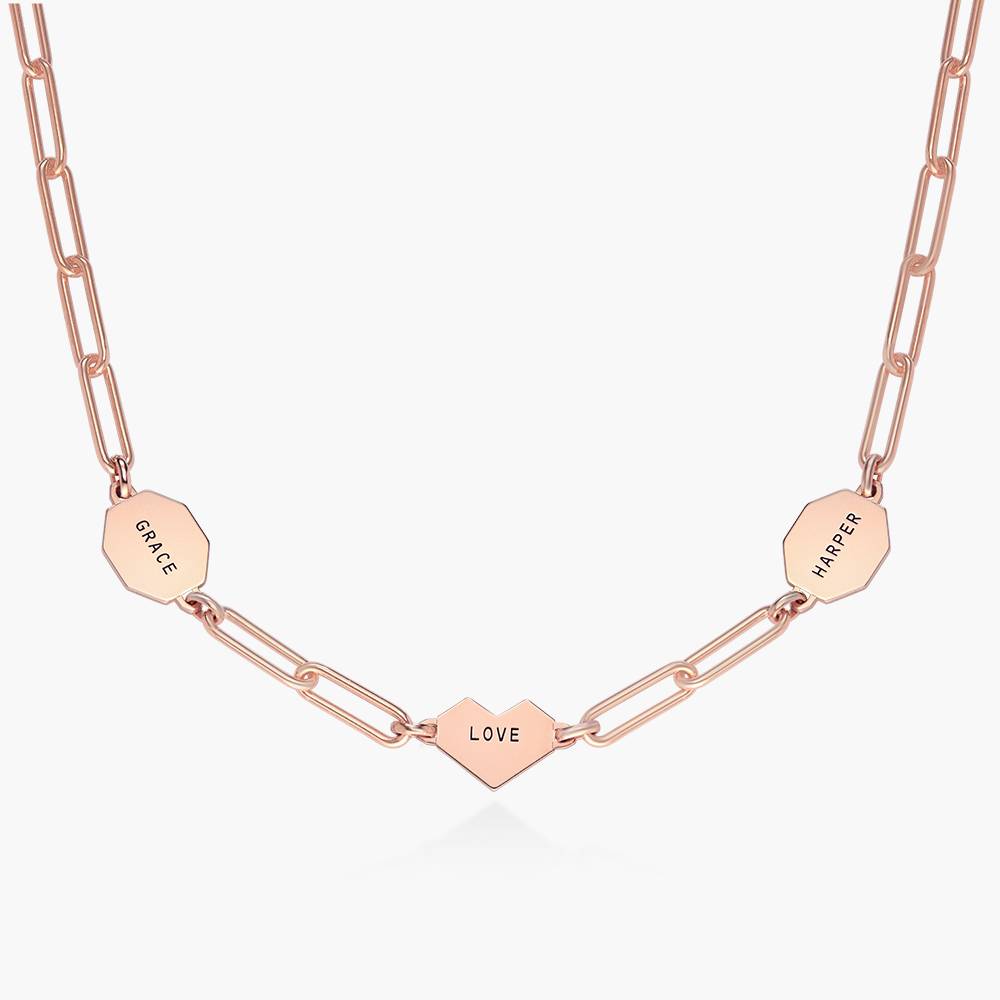 Ivy Mixed Shapes Engraved Necklace- Rose Gold Vermeil-1 product photo