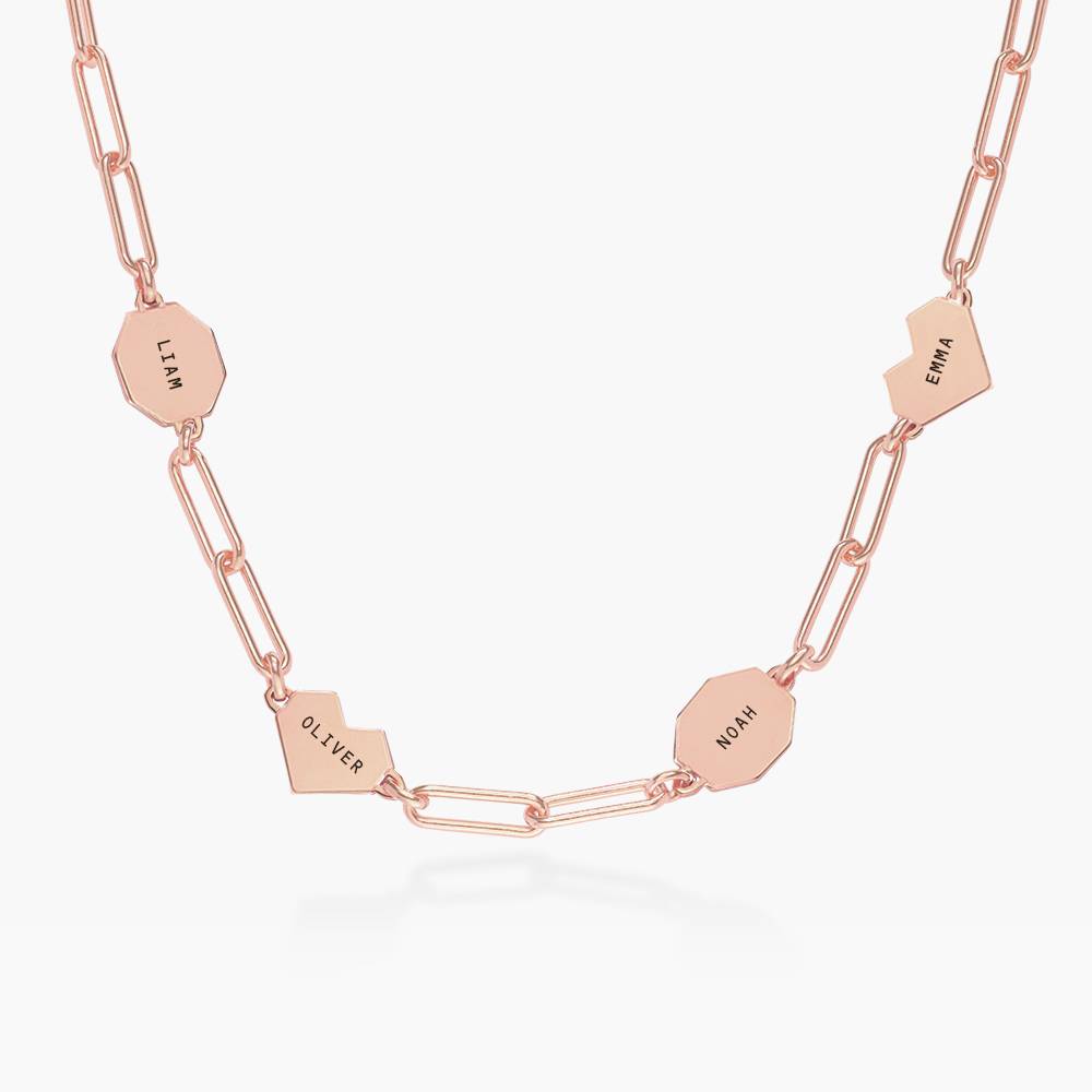 Ivy Mixed Shapes Engraved Necklace- Rose Gold Vermeil-3 product photo