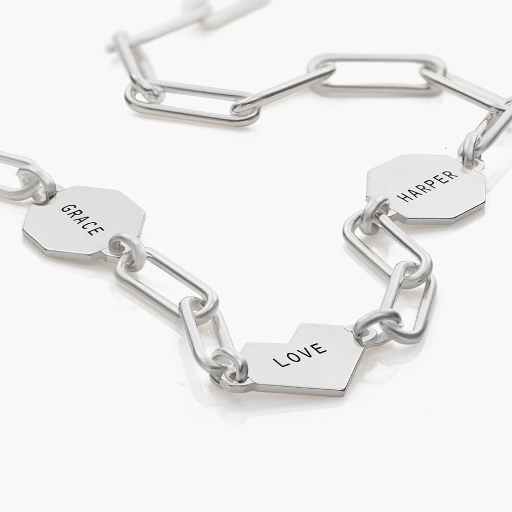 Ivy Mixed Shapes Engraved Necklace- Silver-2 product photo