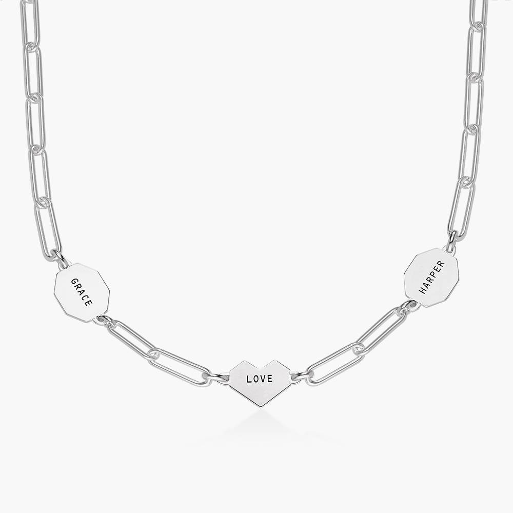 Ivy Mixed Shapes Engraved Necklace- Silver-6 product photo
