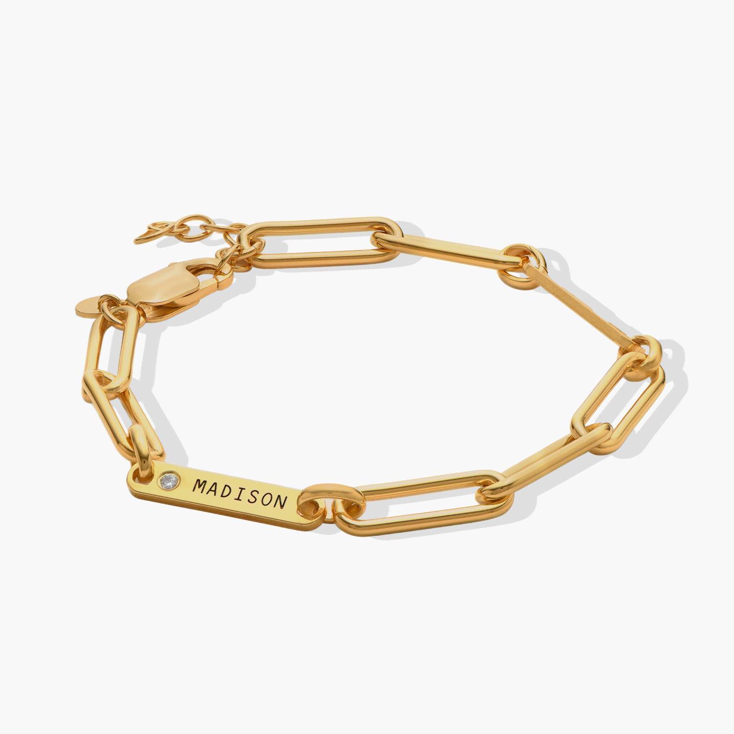 Ivy Name Paperclip Chain Bracelet with sparkling stones - Gold-1 product photo