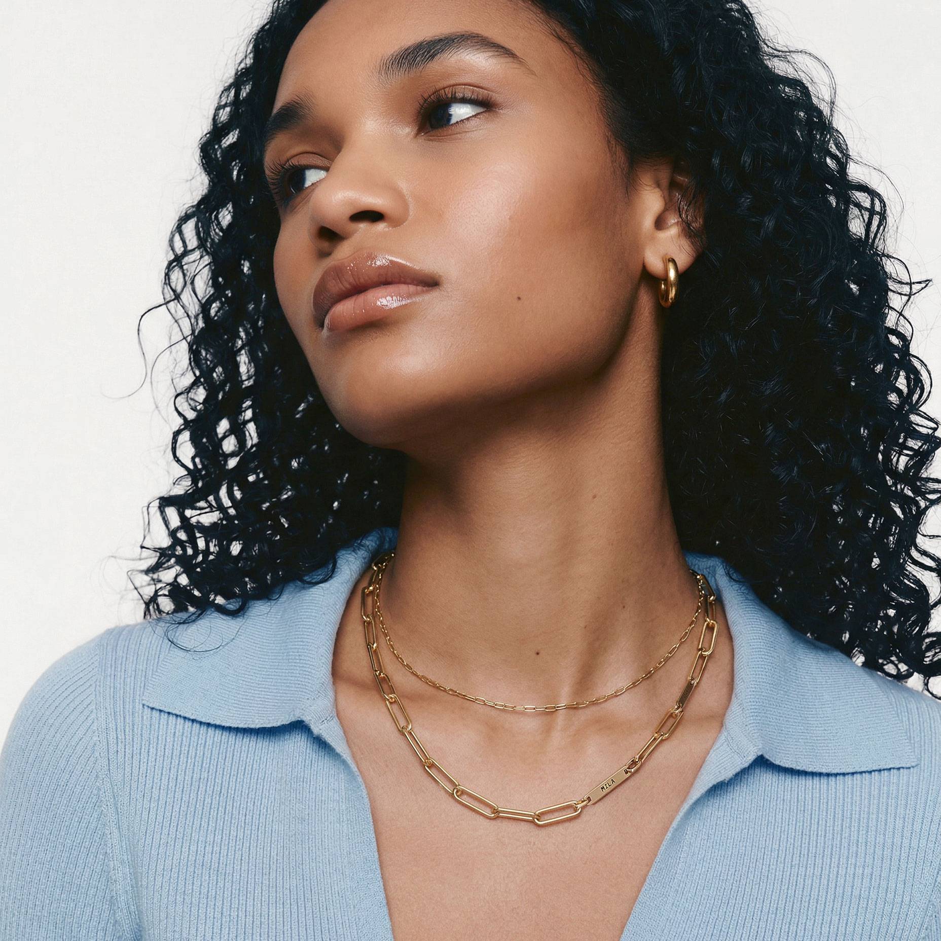 Ivy Name Paperclip Chain Necklace - Gold-3 product photo