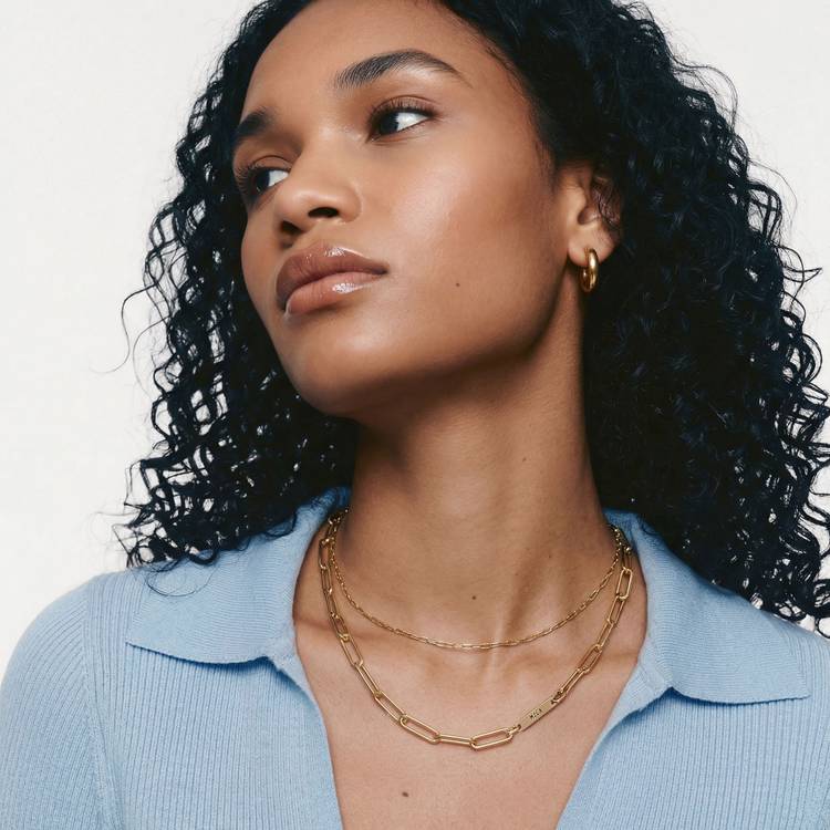Ivy Name Paperclip Chain Necklace - Gold Plated - Oak & Luna