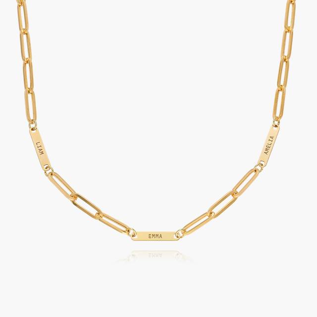 Ivy Name Paperclip Chain Necklace - Gold Plated - Oak & Luna