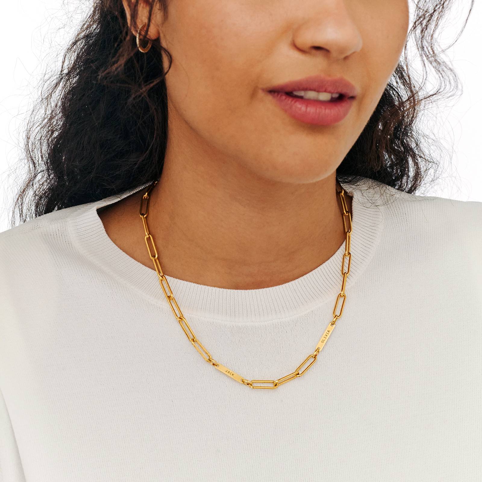 Ivy Name Paperclip Chain Necklace - Gold Plated-3 product photo