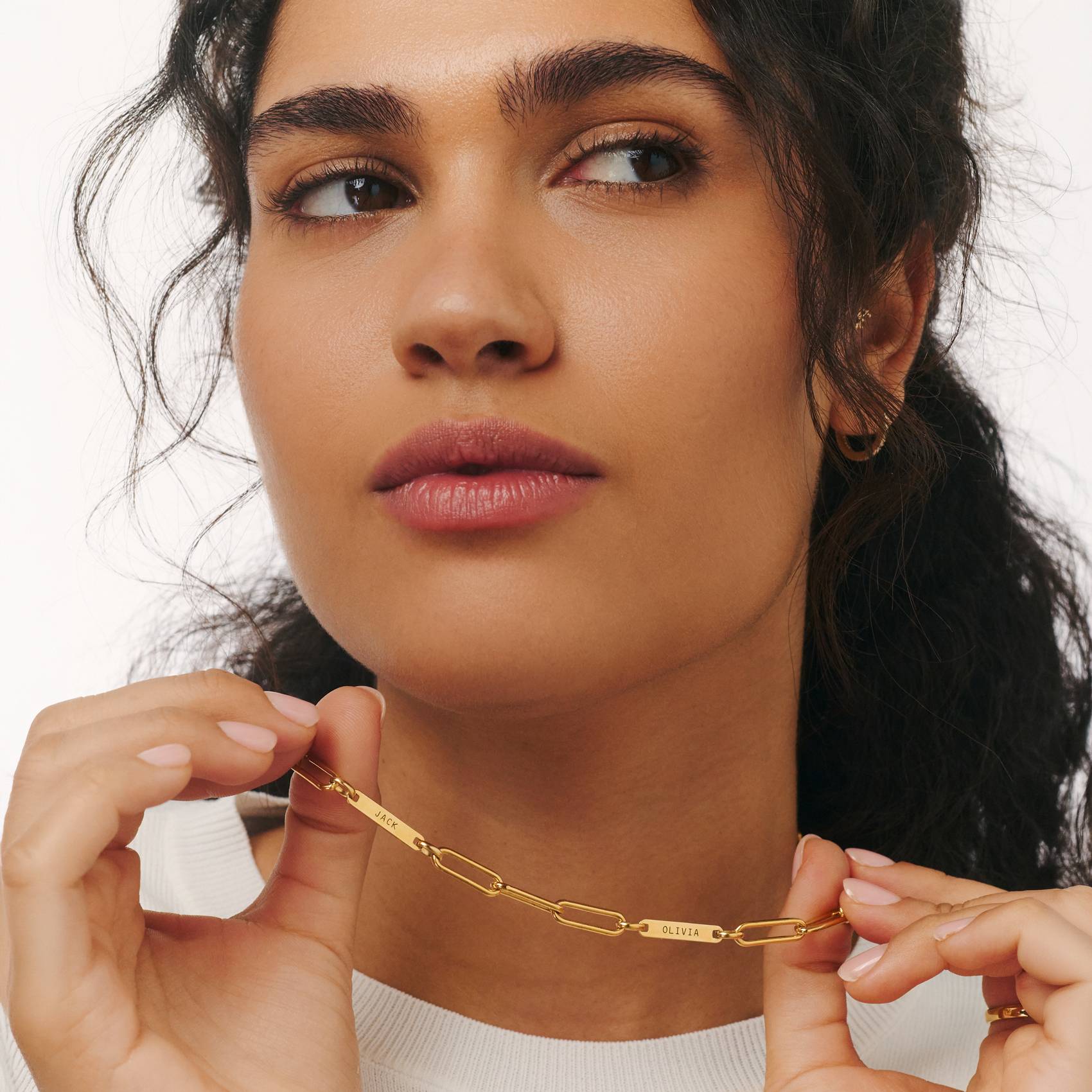 Ivy Name Paperclip Chain Necklace - Gold Plated-2 product photo