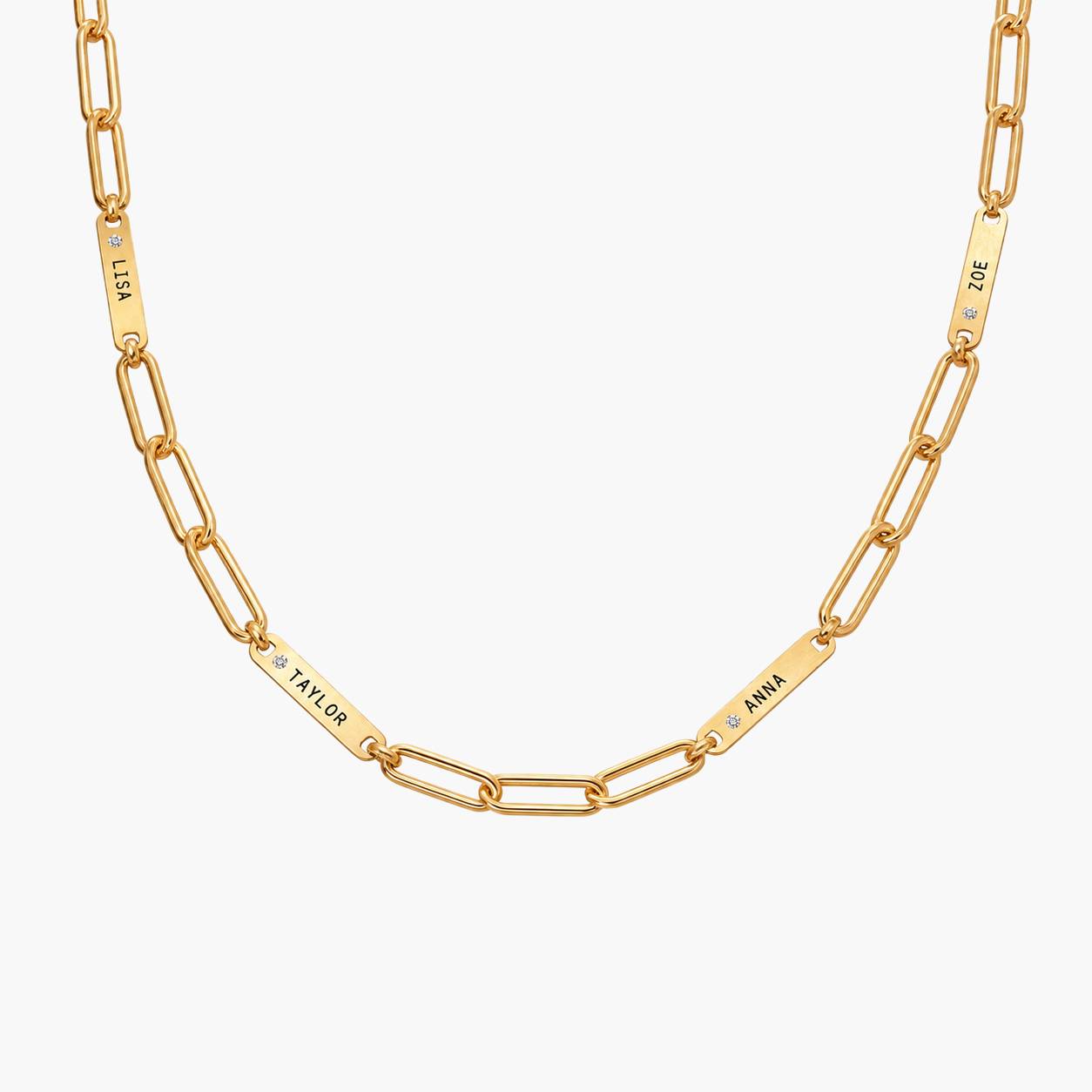 Ivy Name Paperclip Chain Necklace with sparkling stones - Gold Plated-6 product photo