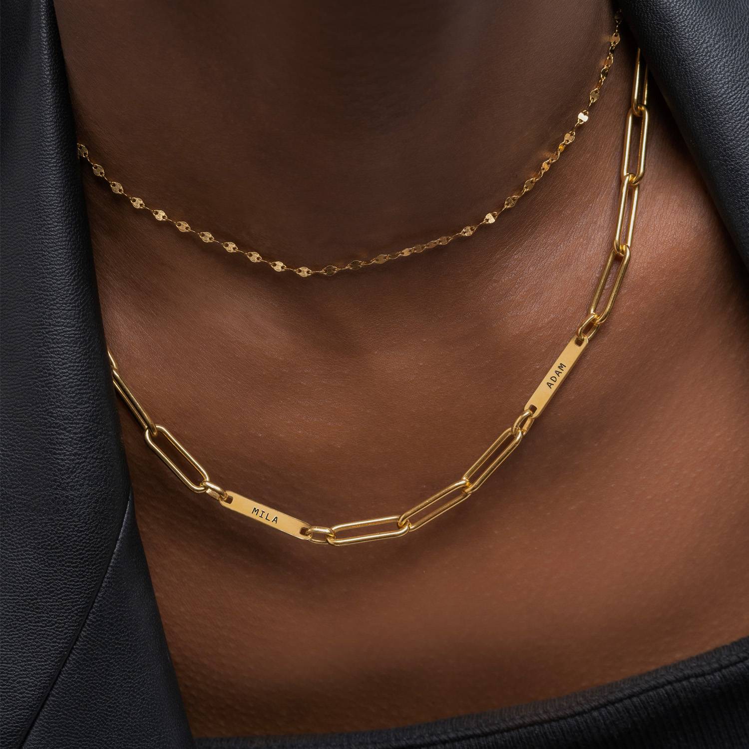 Ivy Name Paperclip Chain Necklace - Gold Vermeil-3 product photo