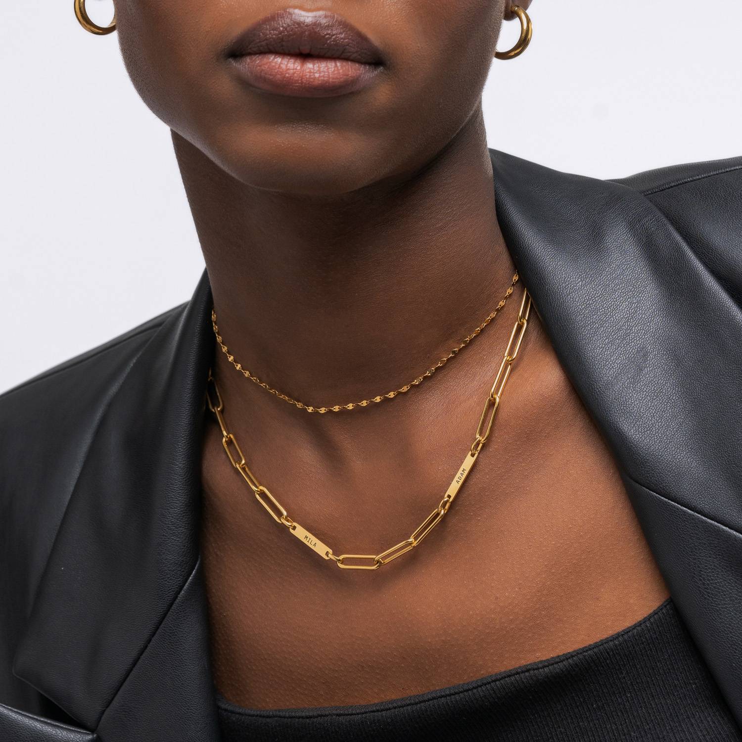 Ivy Name Paperclip Chain Necklace - Gold Vermeil-4 product photo