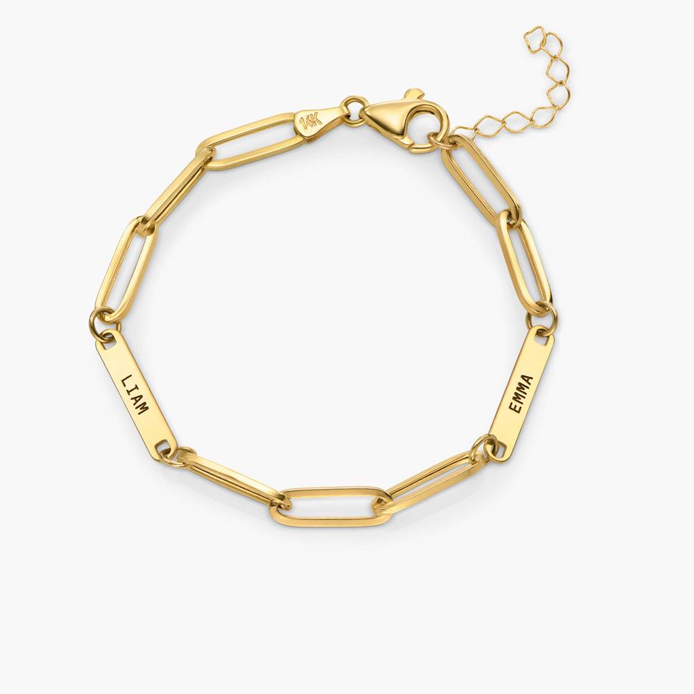 Ivy Name Paperclip Chain Bracelet - 14k Solid Gold - Oak & Luna