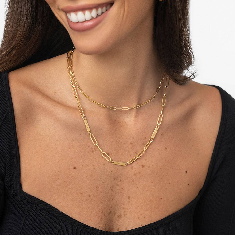 Ivy Name Paperclip Chain Necklace - 14k Solid Gold-1 product photo