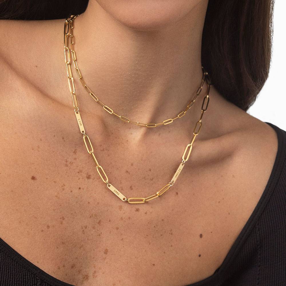 Petite Paperclip Necklace With Diamond - 14k Solid Gold - Oak & Luna