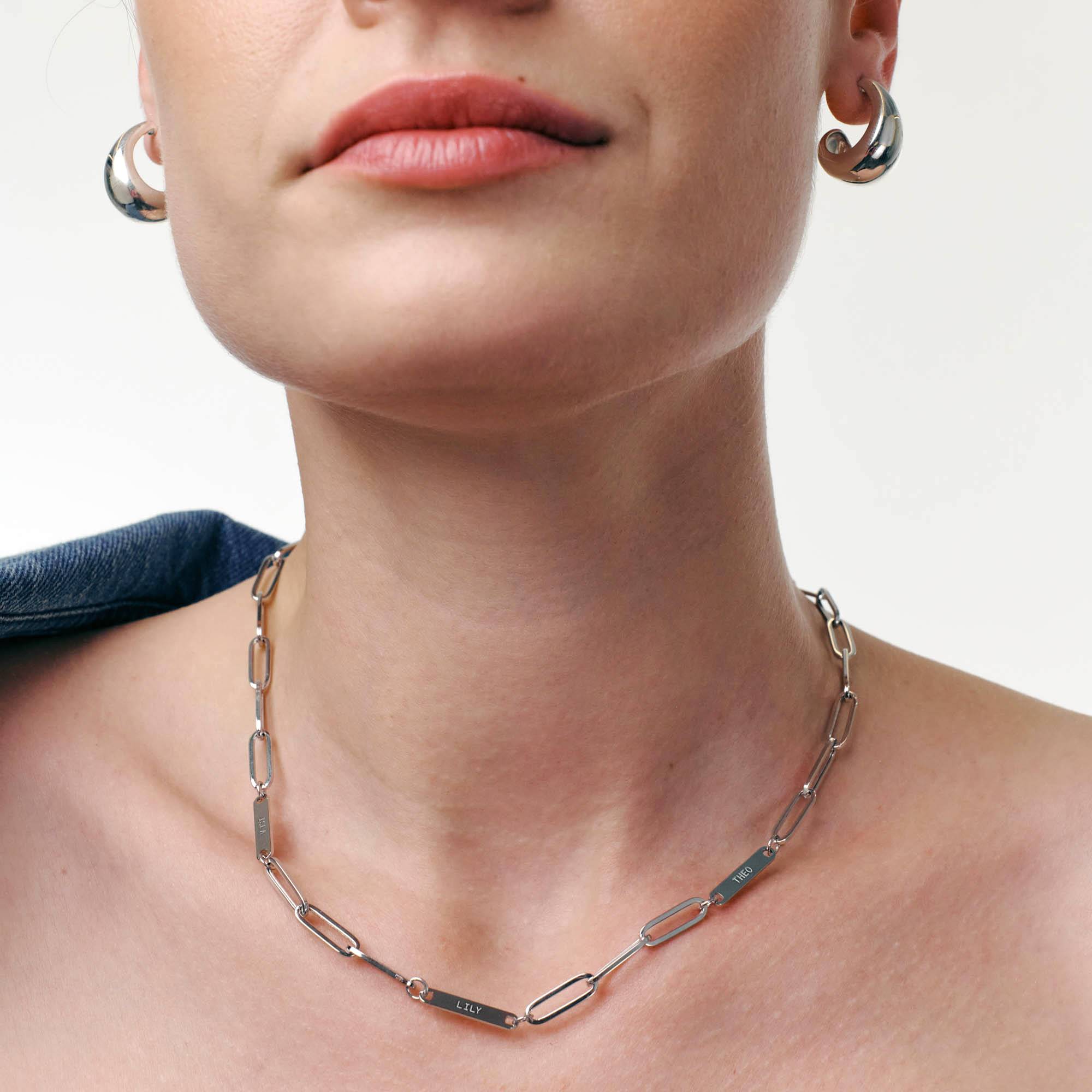 Ivy Name Paperclip Chain Necklace- 14k White Gold-3 product photo
