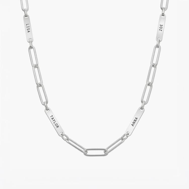 Ivy Name Paperclip Chain Necklace - Silver - Oak & Luna