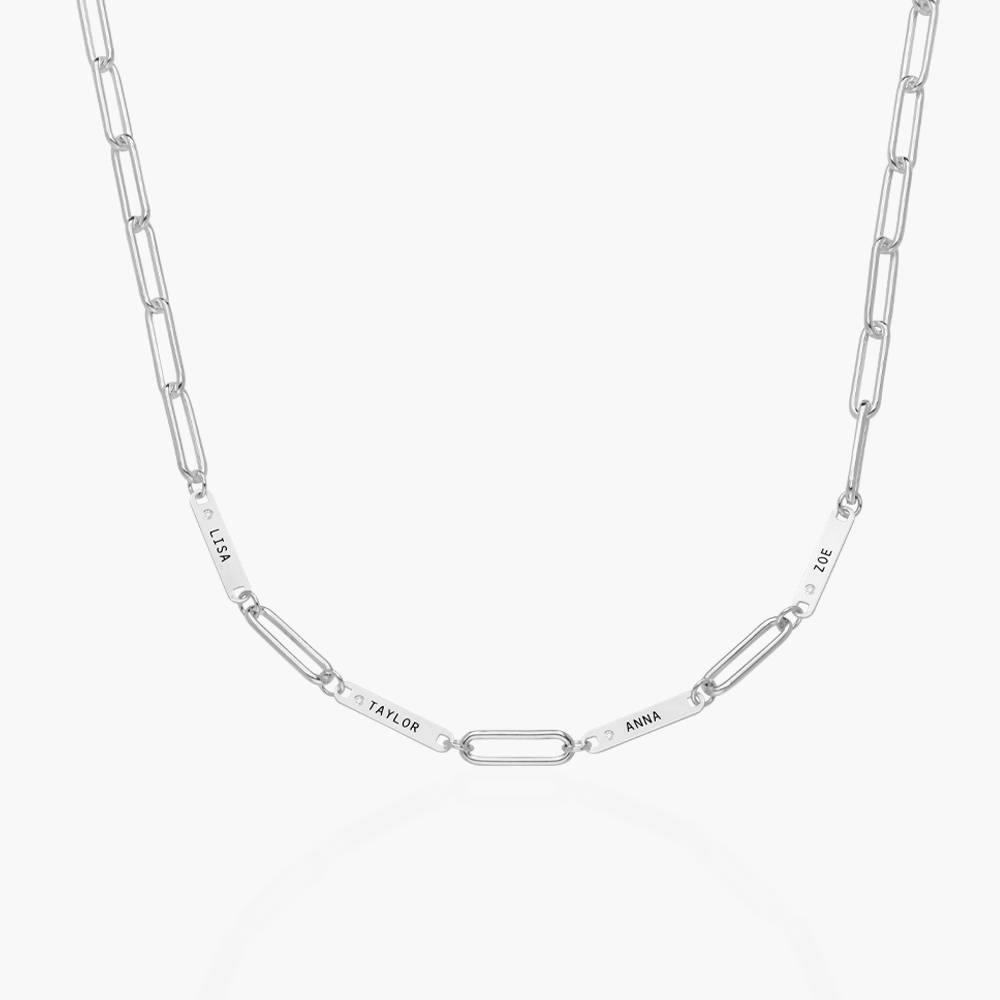 Ivy Name Paperclip Chain Necklace with Diamond - Silver product photo