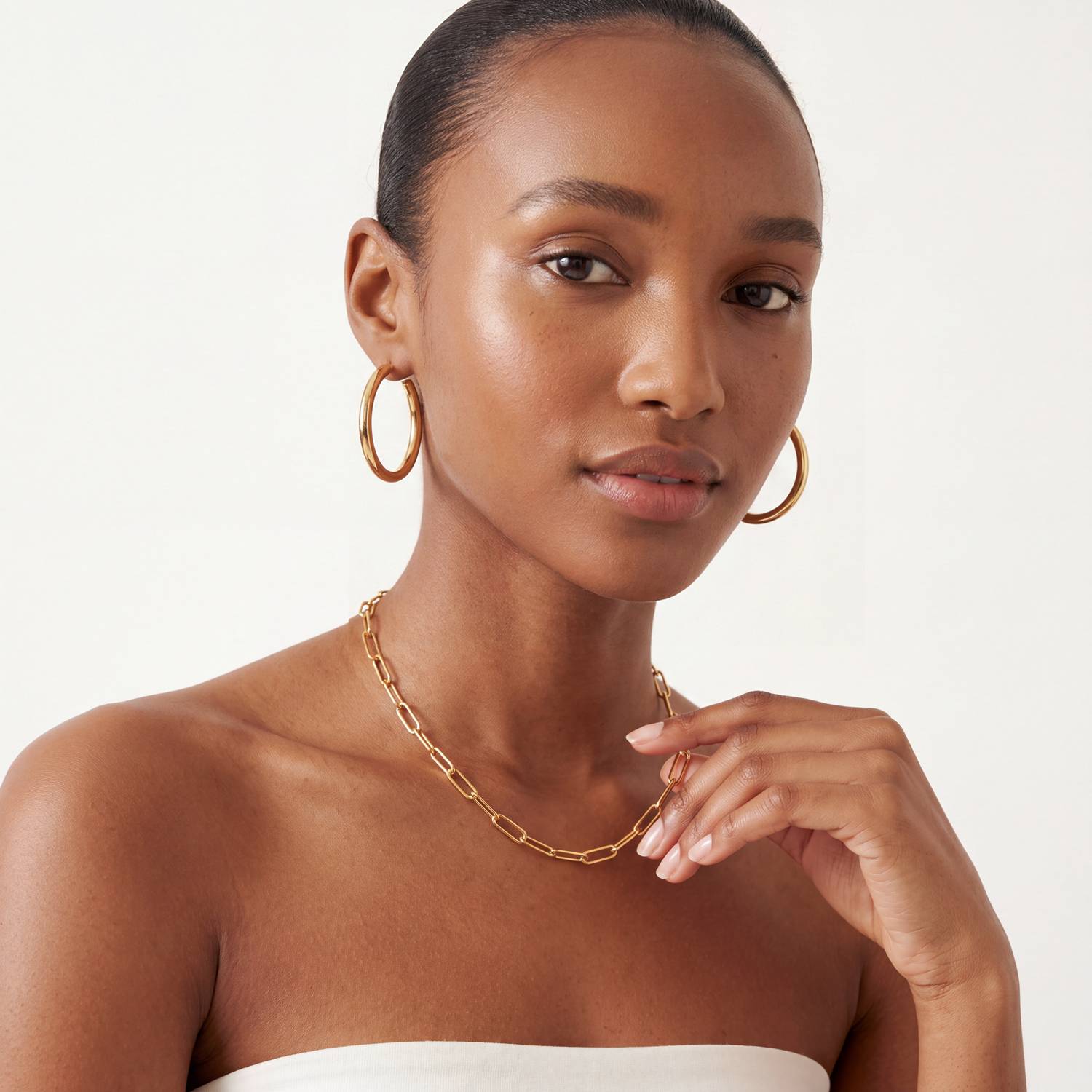Large Paperclip Chain Necklace - Gold Plated-3 product photo