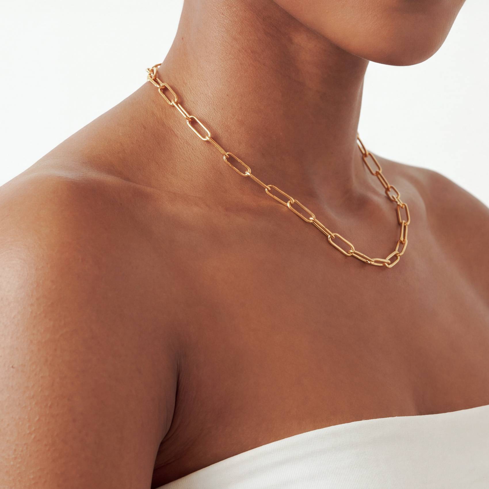 Large Paperclip Chain Necklace - Gold Plated-2 product photo