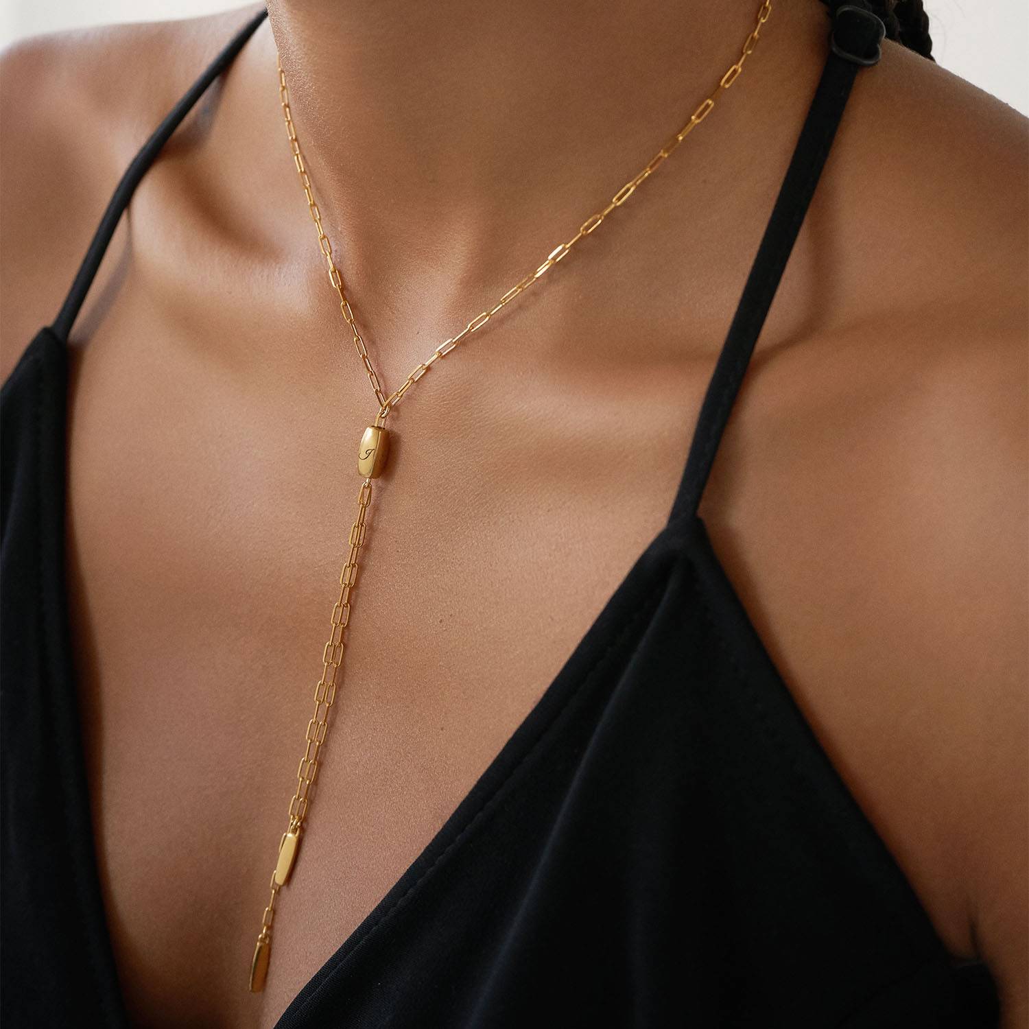 Lariat Initial Necklace - Gold Vermeil-3 product photo