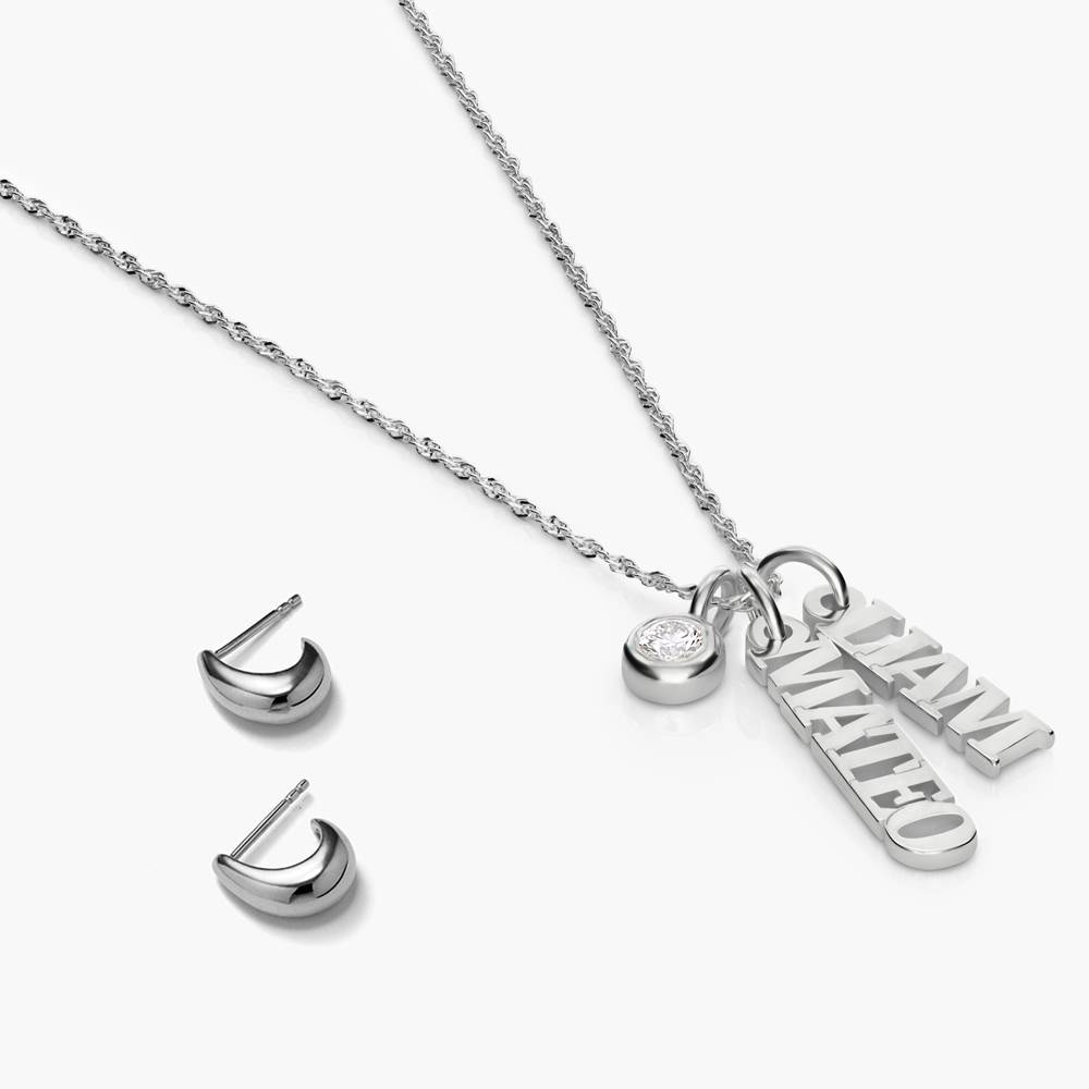 Last minute Christmas Pack "Singapore Chain Name Necklace" Silver & Diamond-3 product photo