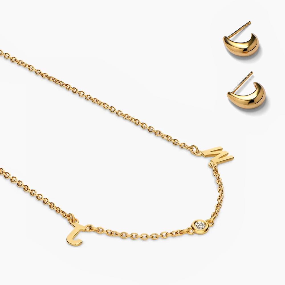 Last minute Christmas Pack "Inez Initial Necklace with Diamond" Gold Plated-1 Last minute Christmas Pack "Inez Initial Necklace with Diamond" Gold Plated-1 product photo