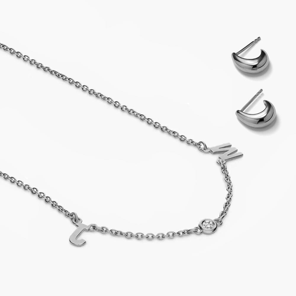 Last minute Christmas Pack "Inez Initial Necklace with Diamond" Silver & Diamond-3 product photo