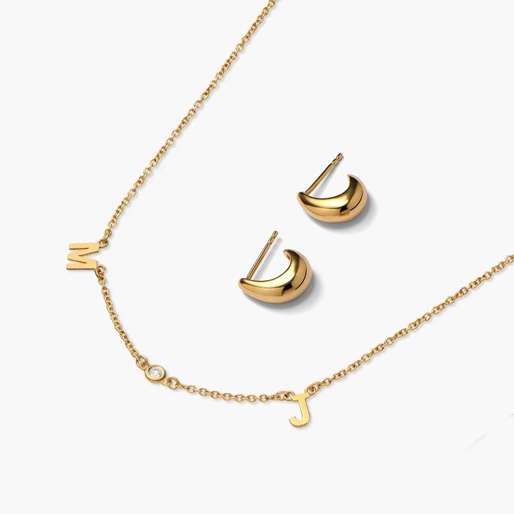Last minute Christmas Pack "Inez Initial Necklace with Diamond" Gold Vermeil-4 product photo