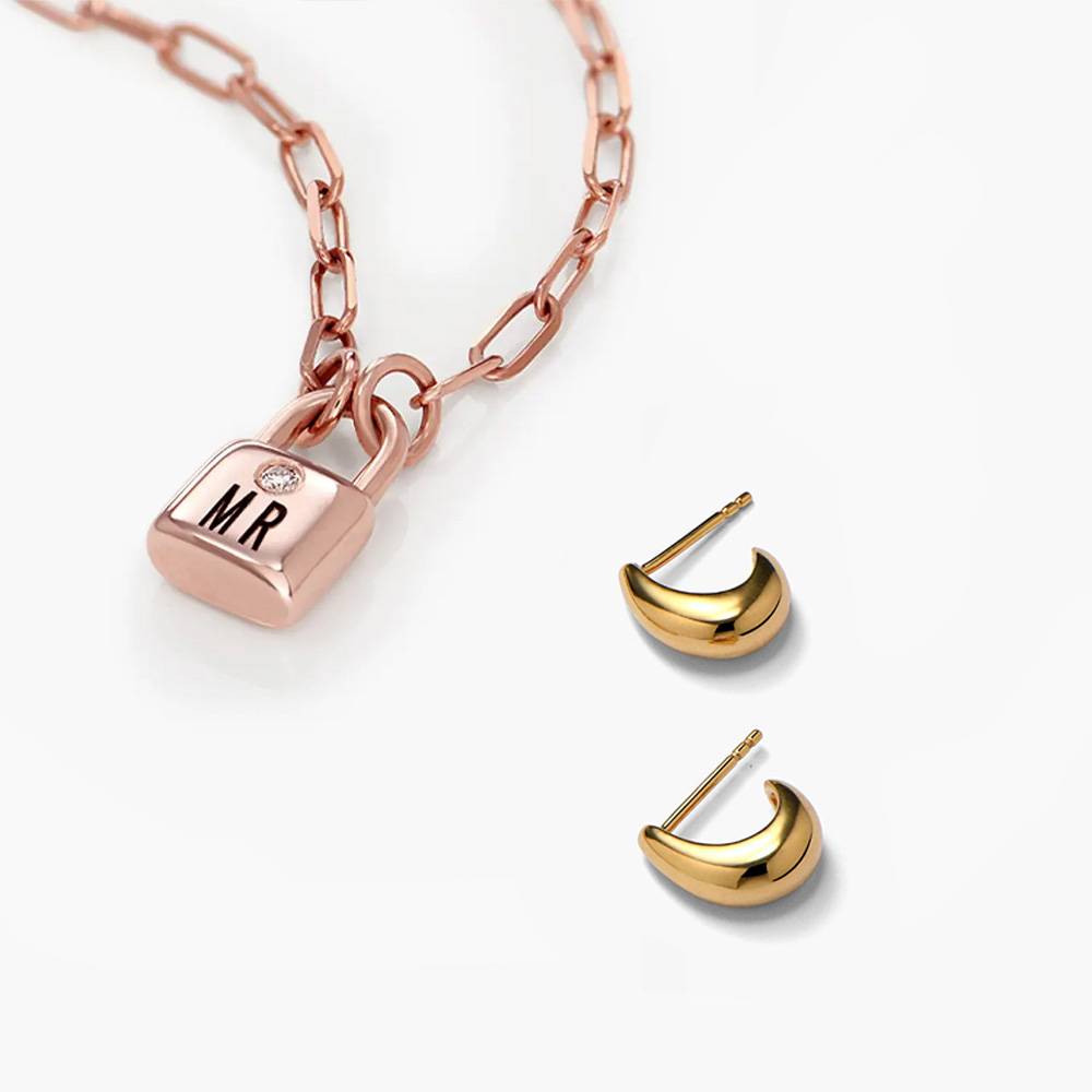 Last minute Christmas Pack "Initial Lock Necklace with Diamond" Rose Gold-1 product photo