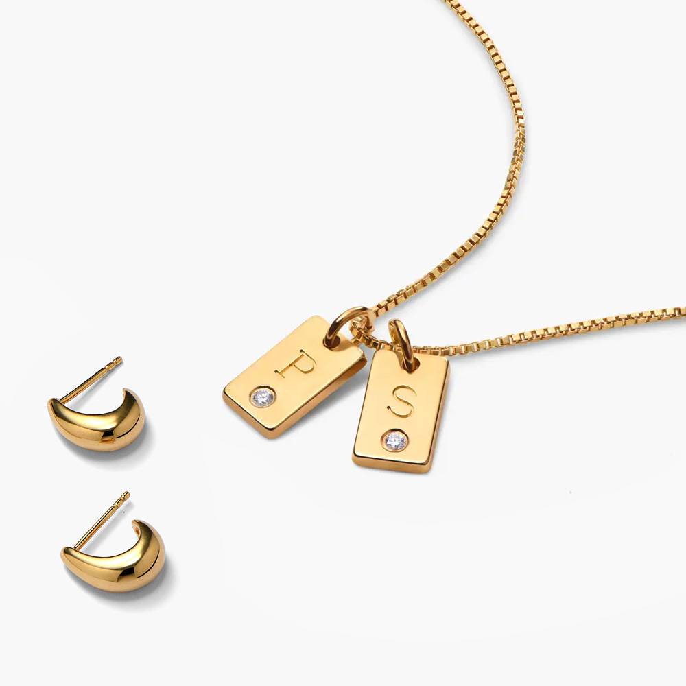 Last minute Christmas Pack "Willow tag Initial Necklace with Diamond" Vermeil-2 Last minute Christmas Pack "Willow tag Initial Necklace with Diamond" Vermeil-2 product photo