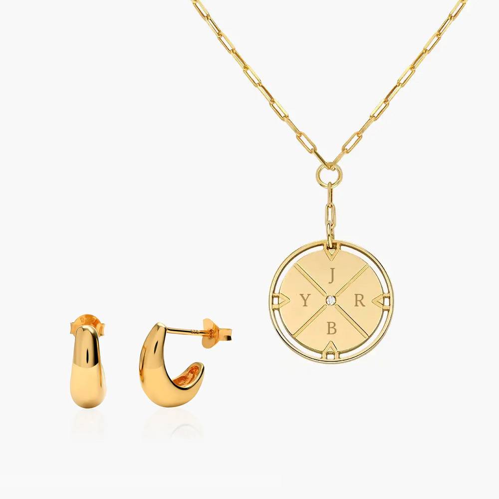 Last minute Christmas Pack "Engraved Compass Necklace with Diamond"-5 product photo