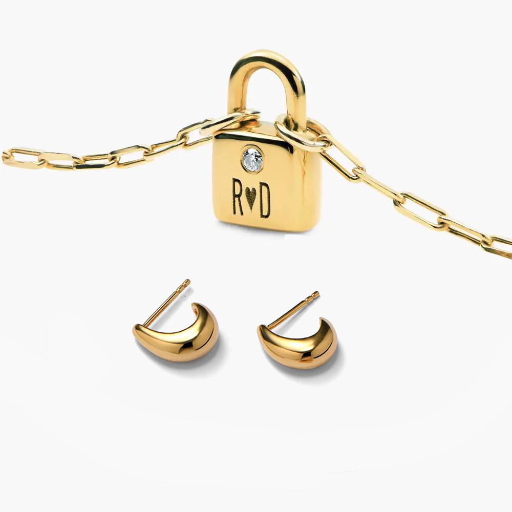 Last minute Christmas Pack "Initial Lock Necklace with Diamond" Solid Gold-4 Last minute Christmas Pack "Initial Lock Necklace with Diamond" Solid Gold-4 product photo