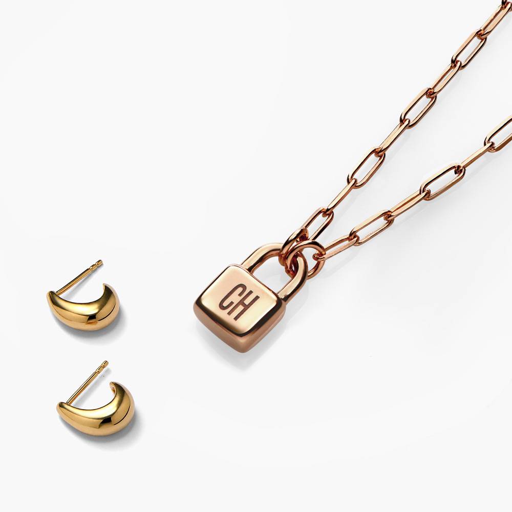 Last minute Christmas Pack "Initial Lock Necklace" Rose Gold-2 product photo