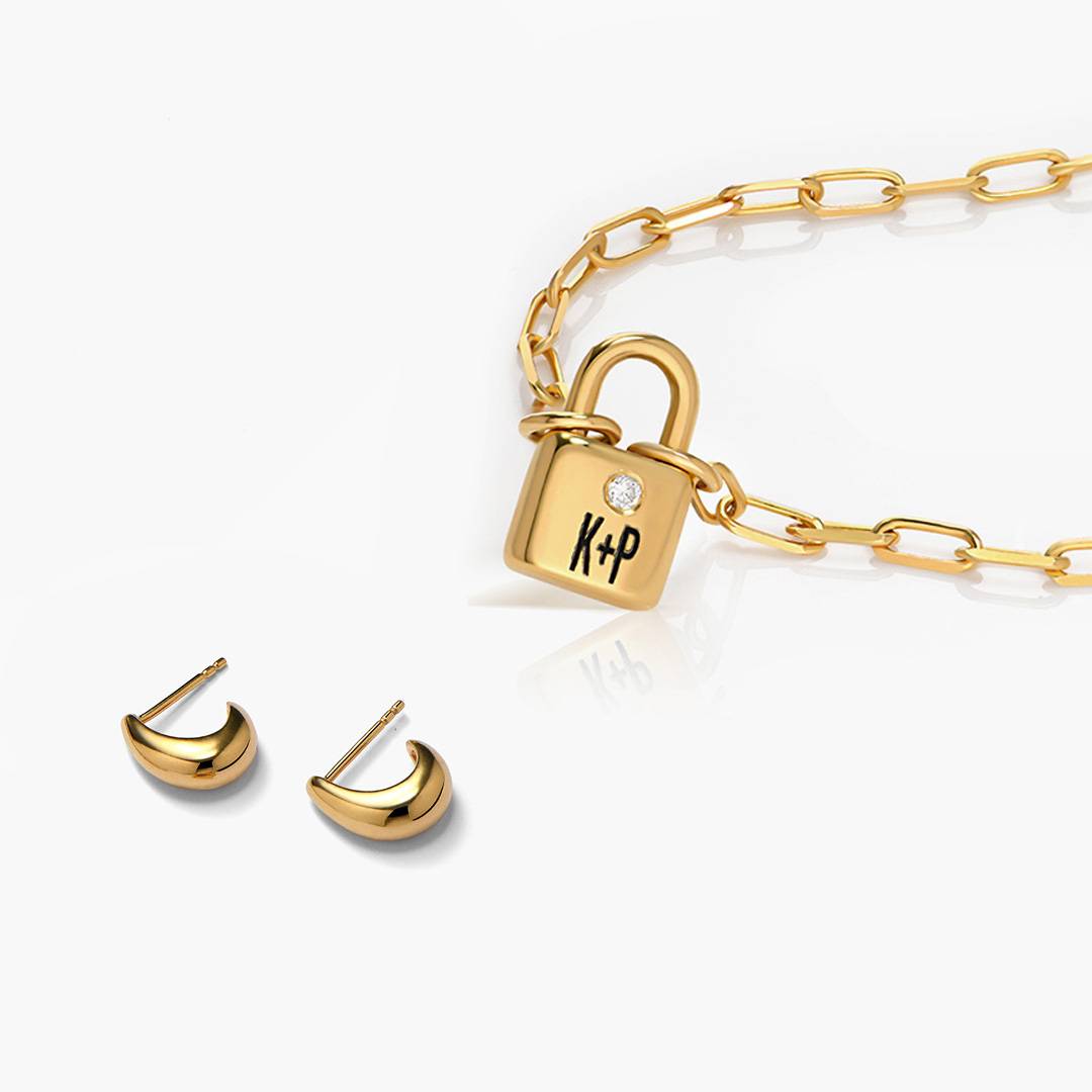 Last minute Christmas Pack "Initial Lock Necklace with Diamond" Vermeil-3 Last minute Christmas Pack "Initial Lock Necklace with Diamond" Vermeil-3 product photo
