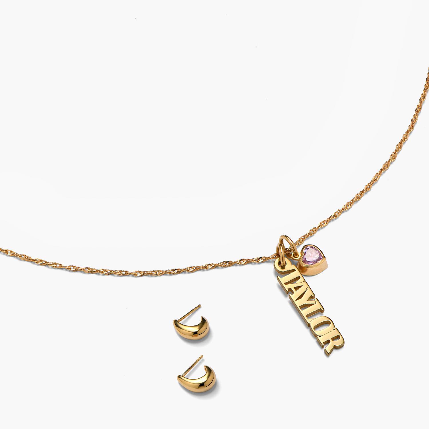 Last minute Christmas Pack "Singapore Chain Name Necklace with Gemstone" Solid Gold-2 product photo