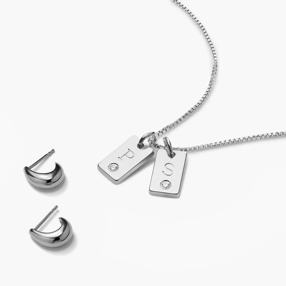 Last minute Christmas Pack "Willow tag Initial Necklace with Diamond" Silver-1 product photo