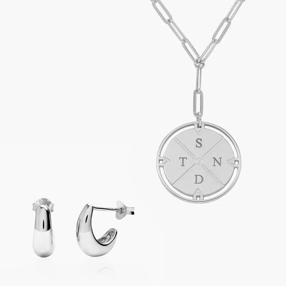 Last minute Christmas Pack "Engraved Compass Necklace" Silver-1 product photo