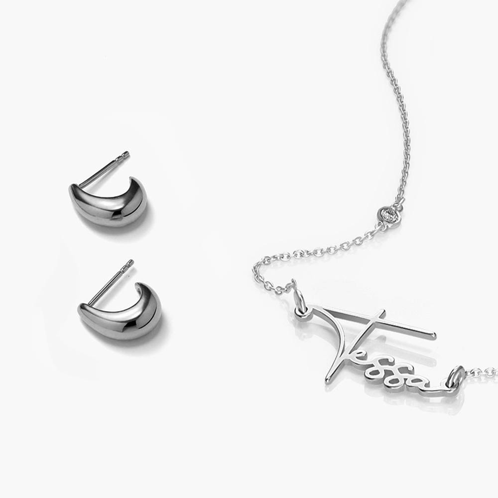 Last minute Christmas Pack "Belle Name Necklace with Diamond" Silver-2 product photo