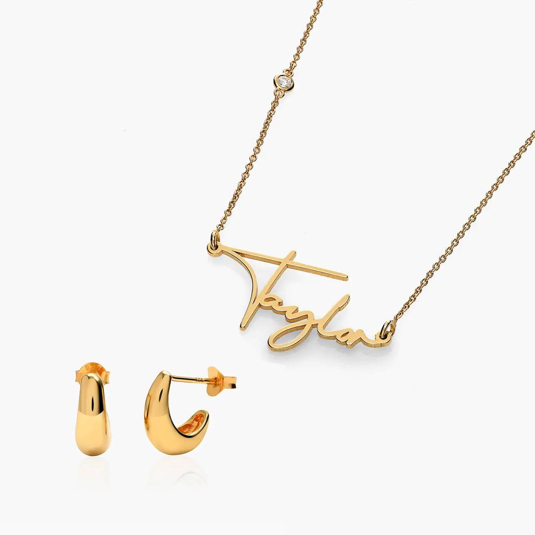 Last minute Christmas Pack "Belle Name Necklace with Diamond" Vermeil-4 product photo