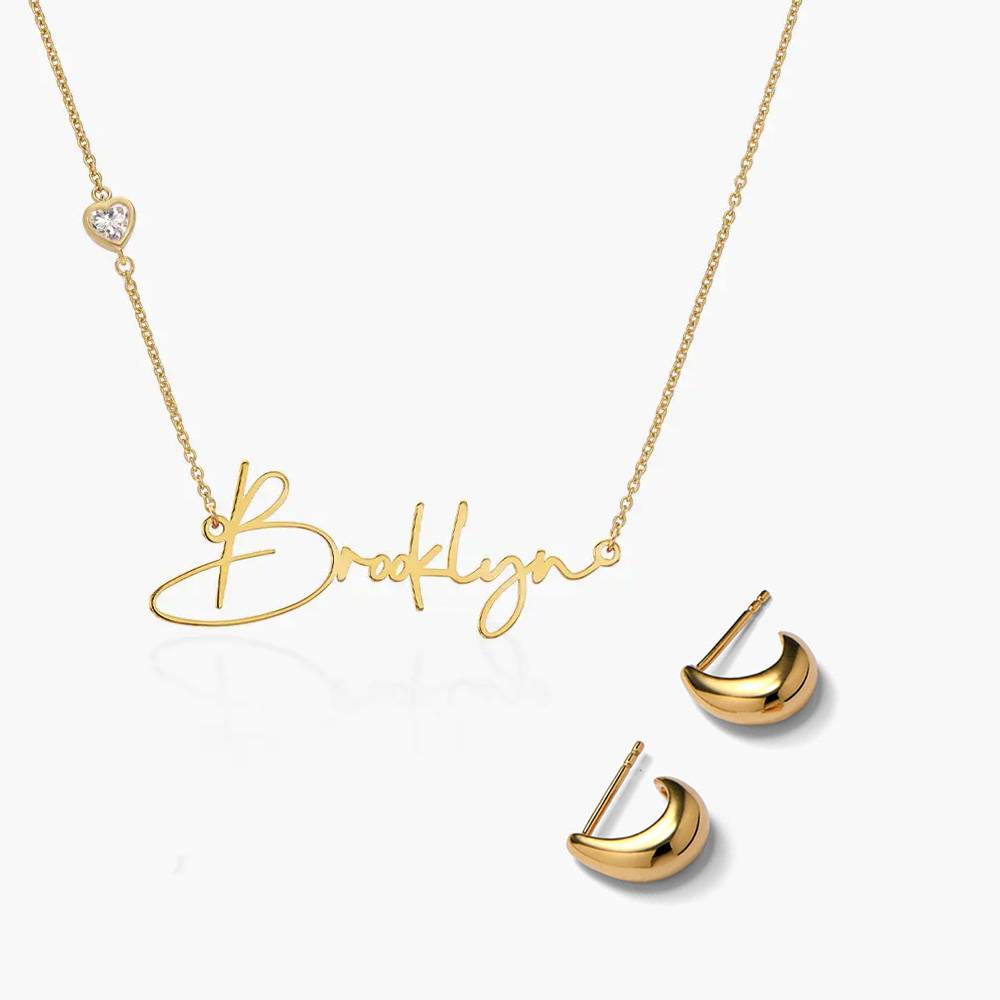 Last minute Christmas Pack "Belle Name Necklace with Diamond" Solid Gold-3 product photo
