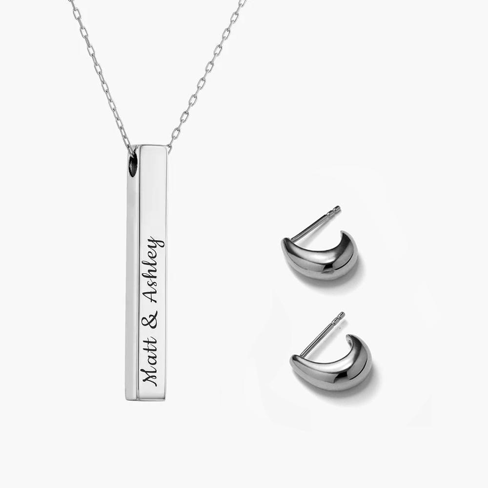 Last minute Christmas Pack "Pillar Bar Necklace" Solid White Gold-3 product photo