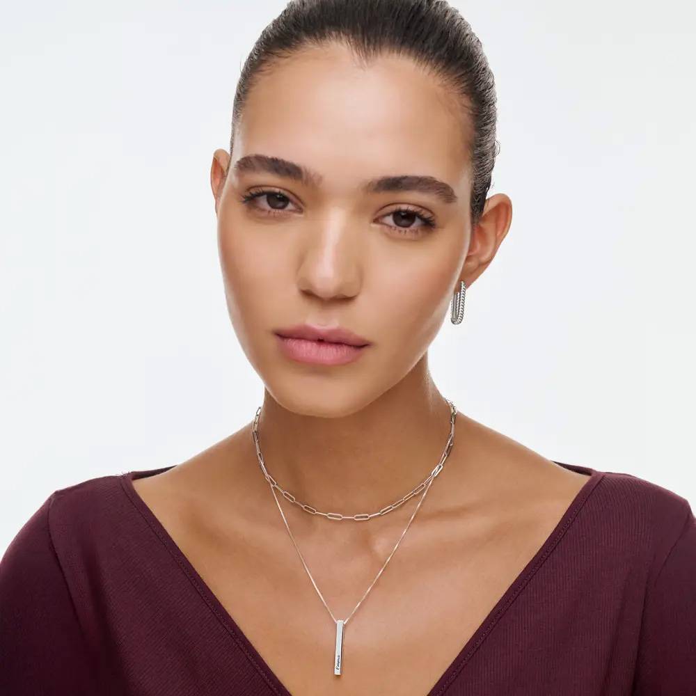 Last minute Christmas Pack "Pillar Bar Necklace" SIlver-4 product photo