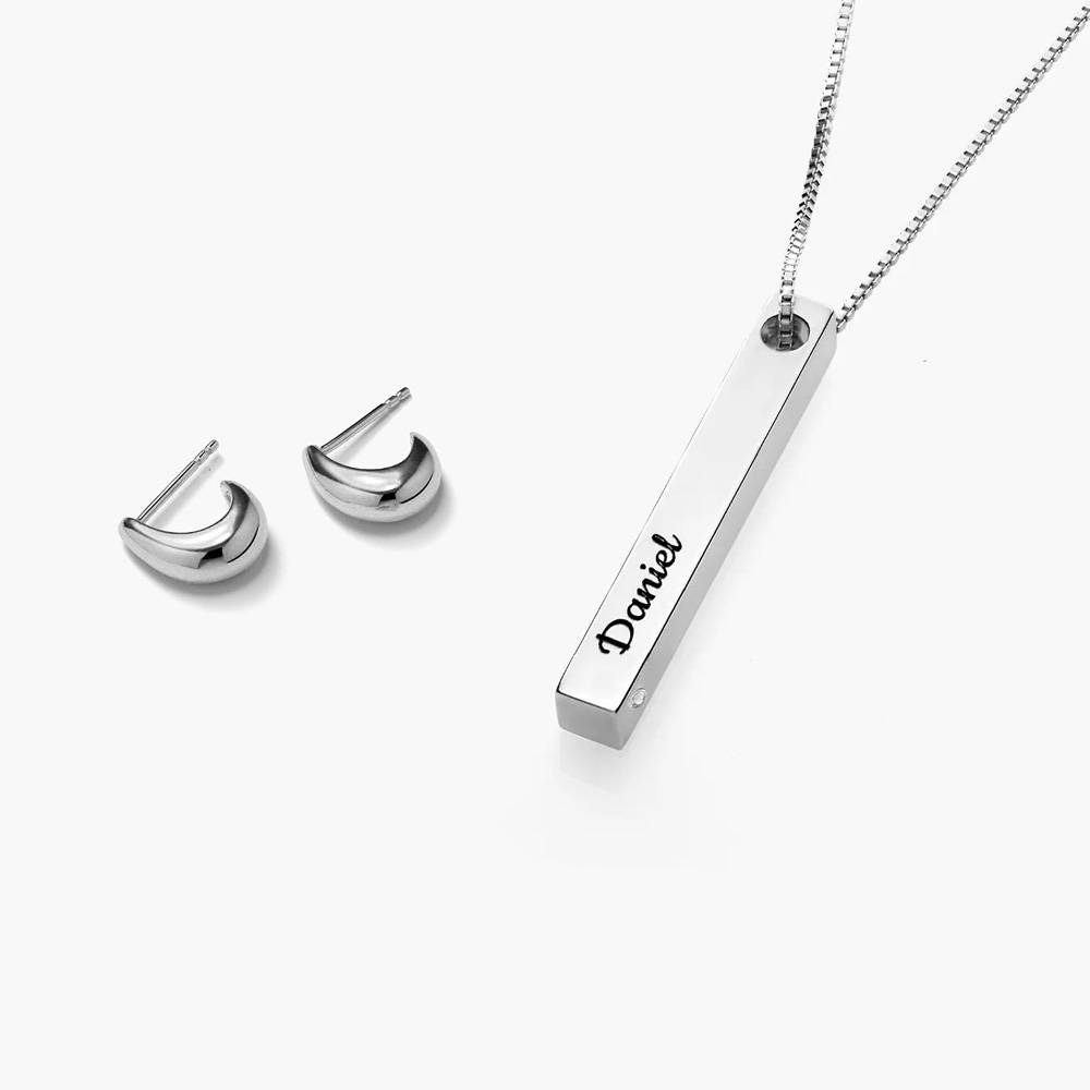 Last minute Christmas Pack "Pillar Bar Necklace with Diamond" Silver-2 product photo
