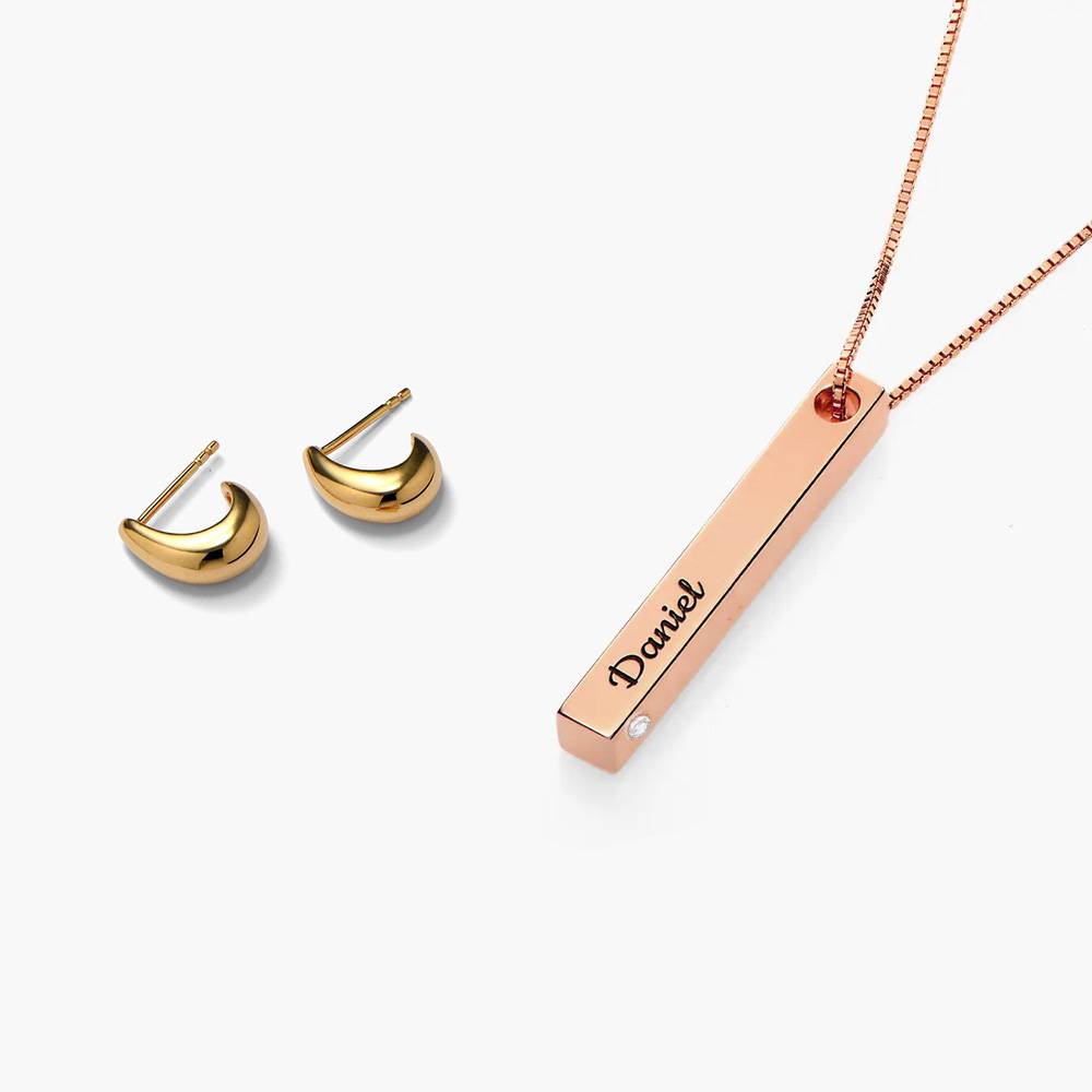 Last minute Christmas Pack "Pillar Bar Necklace with Diamond" Rose Gold Plated-4 product photo