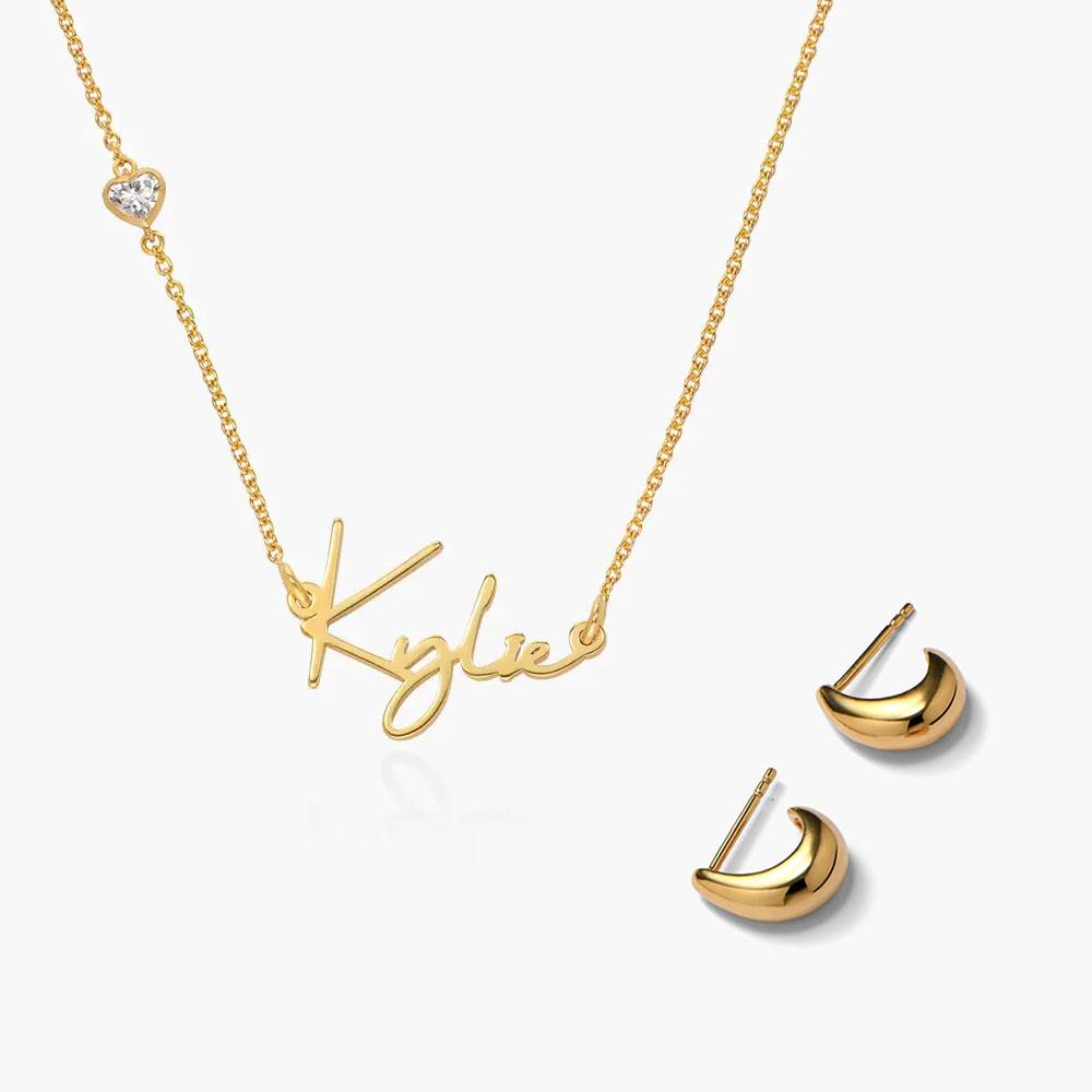 Last minute Christmas Pack "Belle Name Necklace with Diamond"  Gold Vermeil-1 product photo