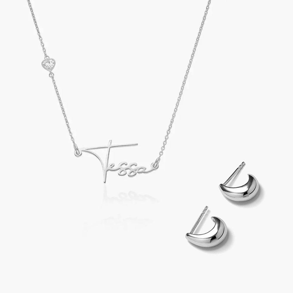 Last minute Christmas Pack "Belle Name Necklace with Diamond" Silver-2 product photo