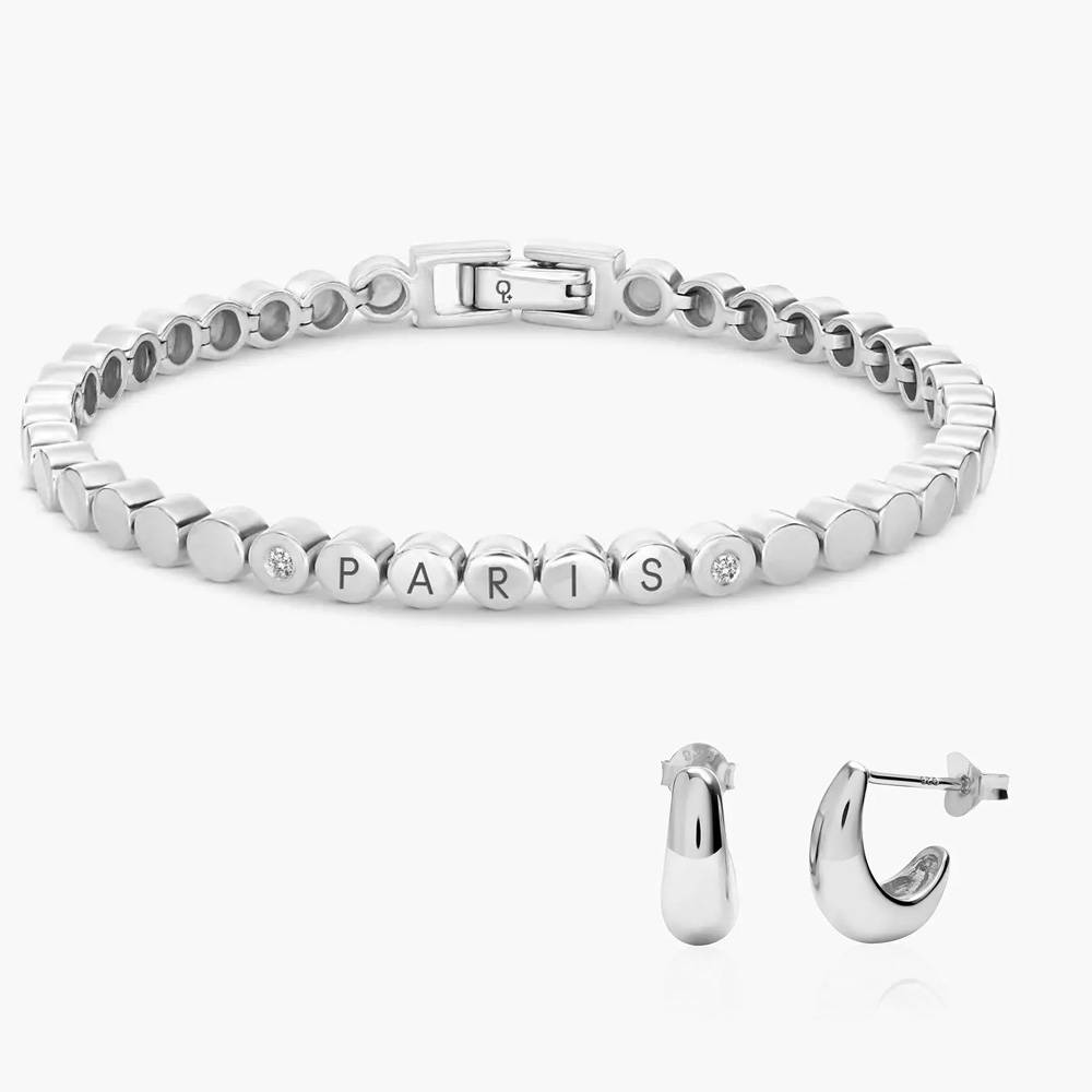 Last minute Christmas Pack "Engraved Dot Bracelet" Silver-3 product photo